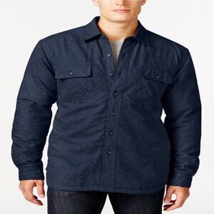 Club Room Men's Big and Tall Navy LT Solid Twill Sherpa-Lined Shirt Jacket